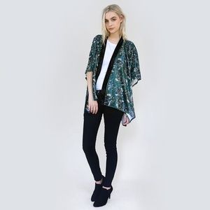 Do Everything in Love Soft Velvet Floral Kimono